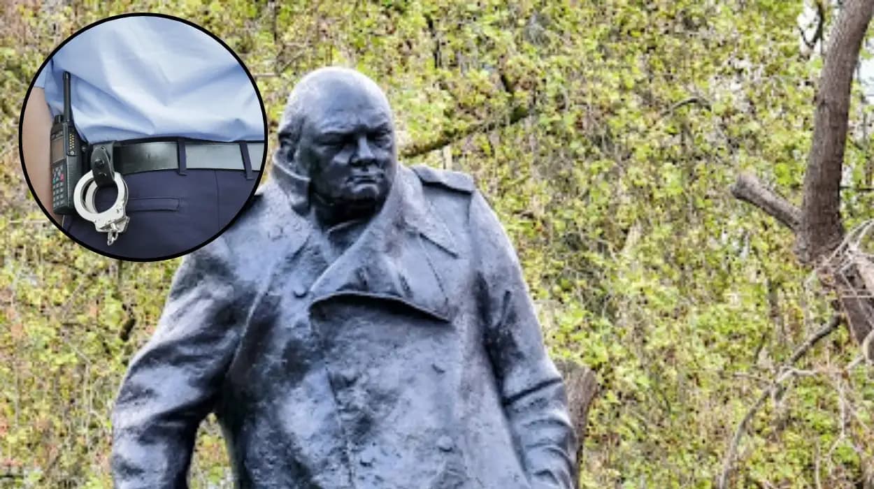 UK police arrest man over Churchill graffiti 2026