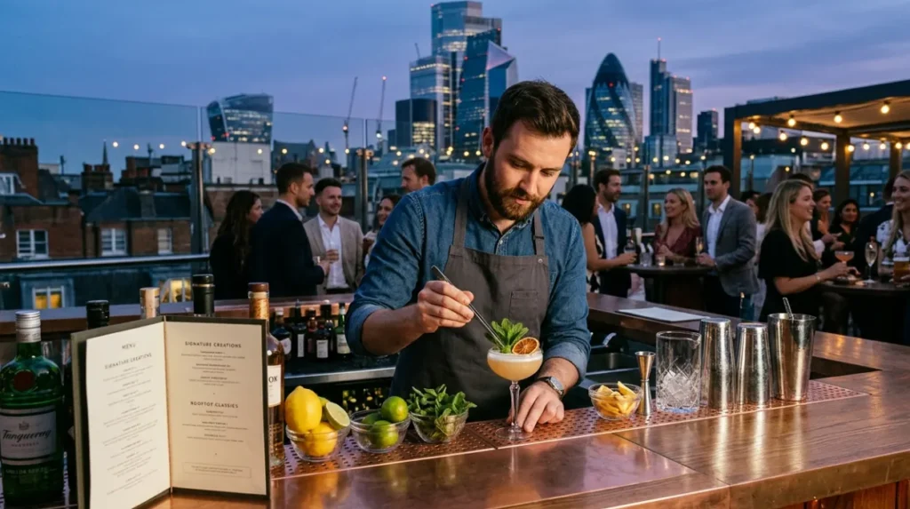 How do the best Shoreditch rooftop bars design their cocktail menus