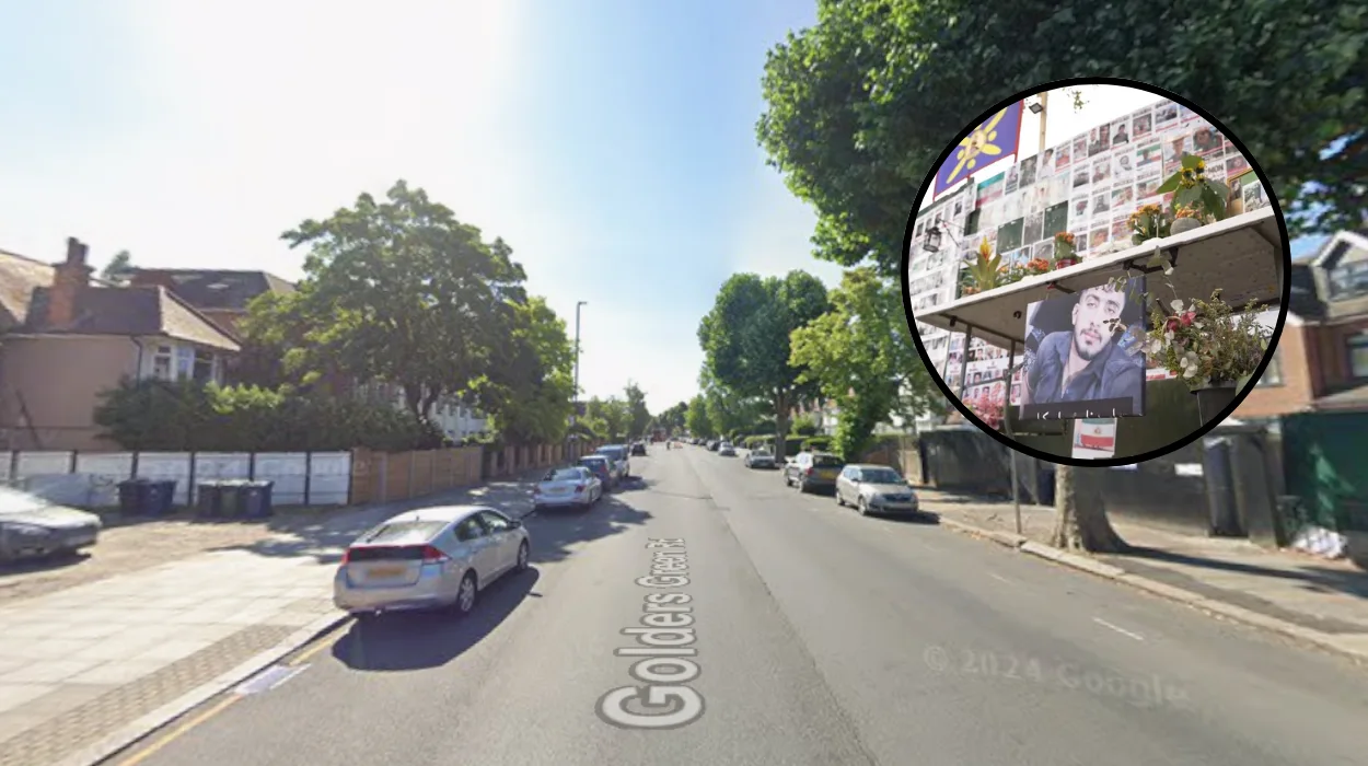 Iran memorial wall arson probe in Golders Green, London 2026