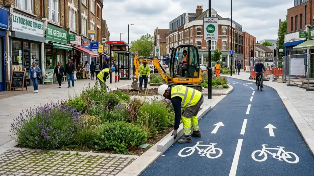 When did the Leytonstone Business Low Emissions Neighbourhood start and what is its 2026 timeline