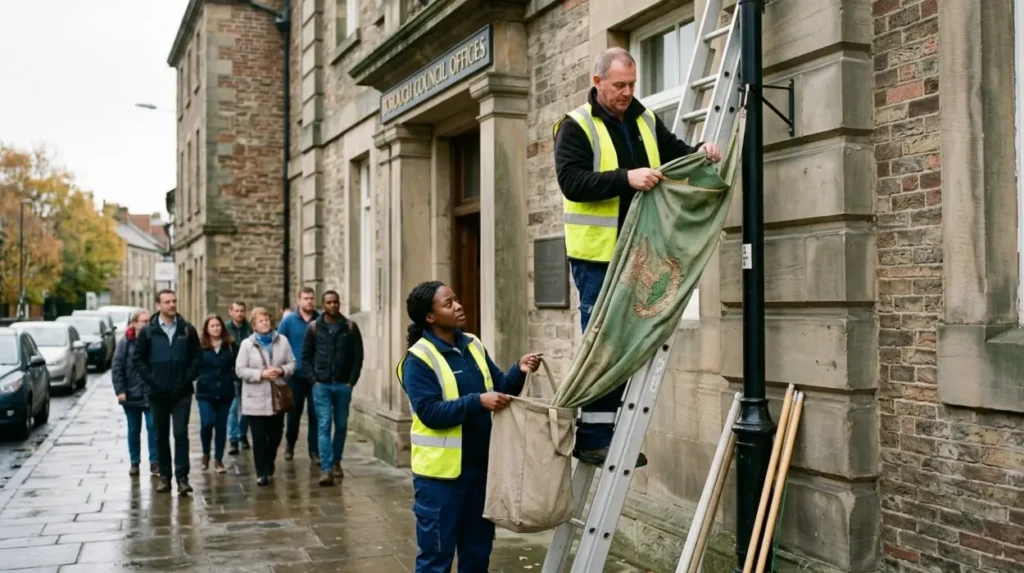 How does the Local Government Act 1986 impact flag displays