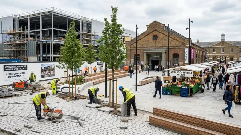 What Specific Infrastructure Upgrades Are Occurring Within the Cultural Hub and Town Center