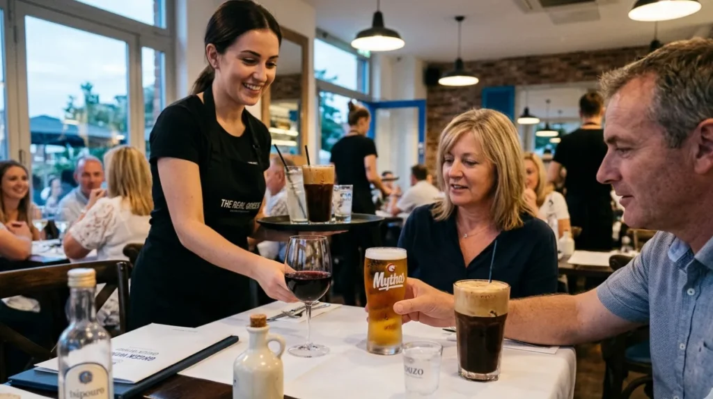 What drinks does The Real Greek serve
