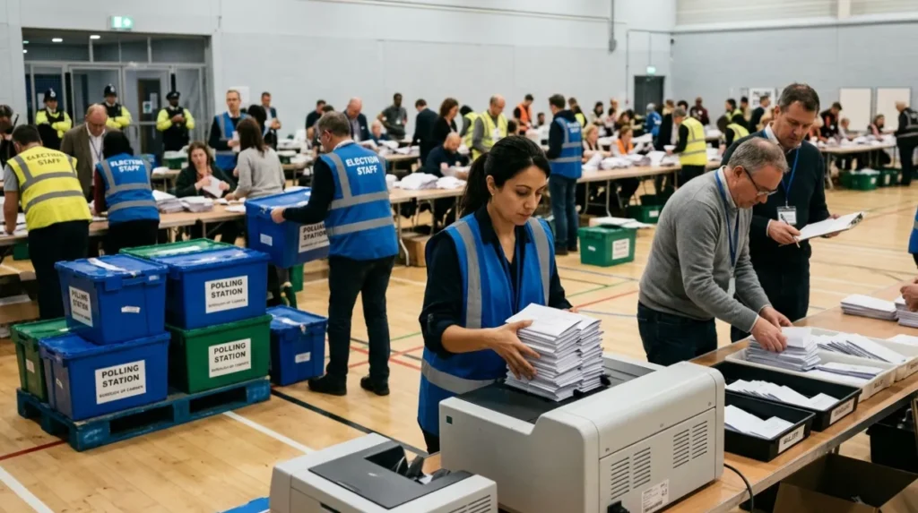 How does the modern verification and counting process operate on election night