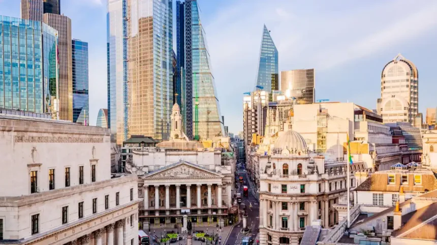 City of London History Bank of England and Royal Exchange, City of London