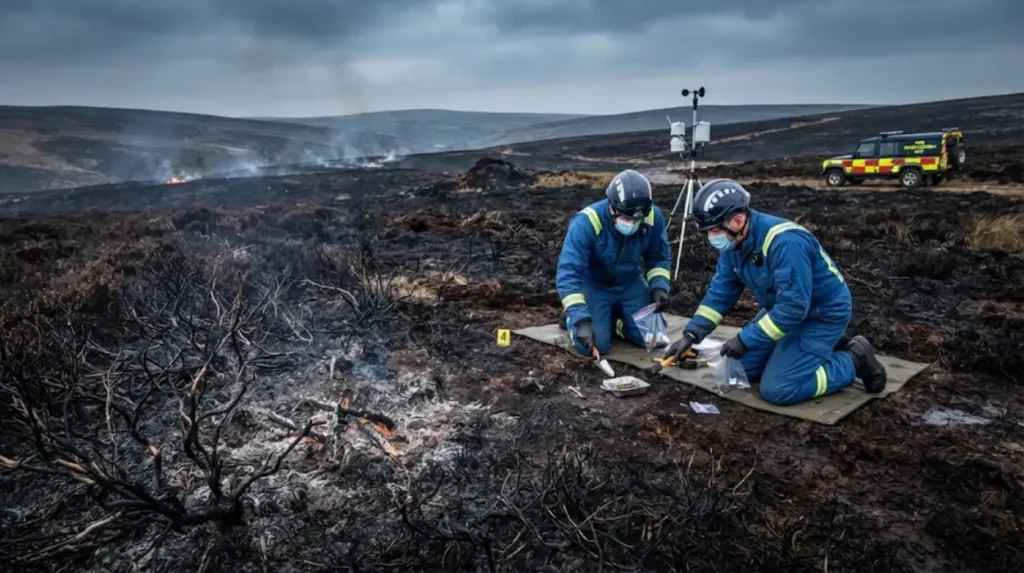 What are the primary causes and ignition sources of wildfires in the UK