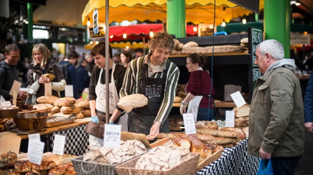 What bread pastries and baked foods define the Borough Market experience