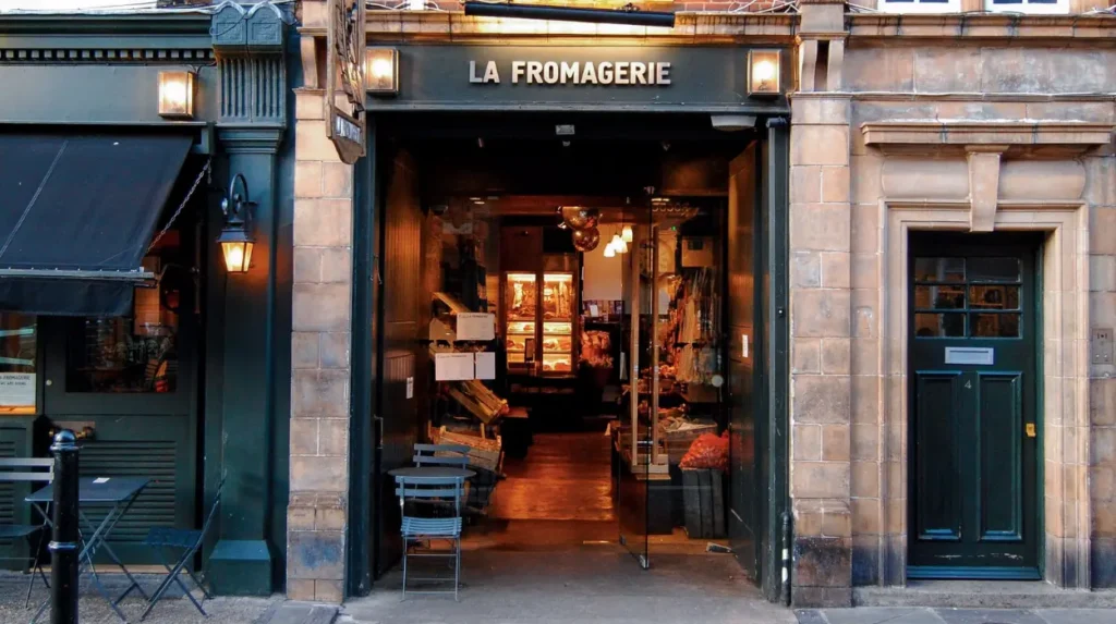 What specialist food shops define Marylebones independent retail culture
